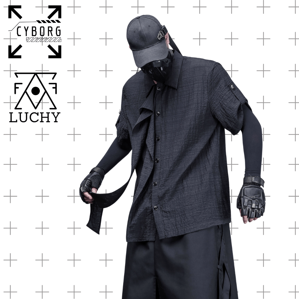 【CYBORG】ミニマルダーク和装モダンシャツ - LUCHYテックウェア&サバゲー専門店