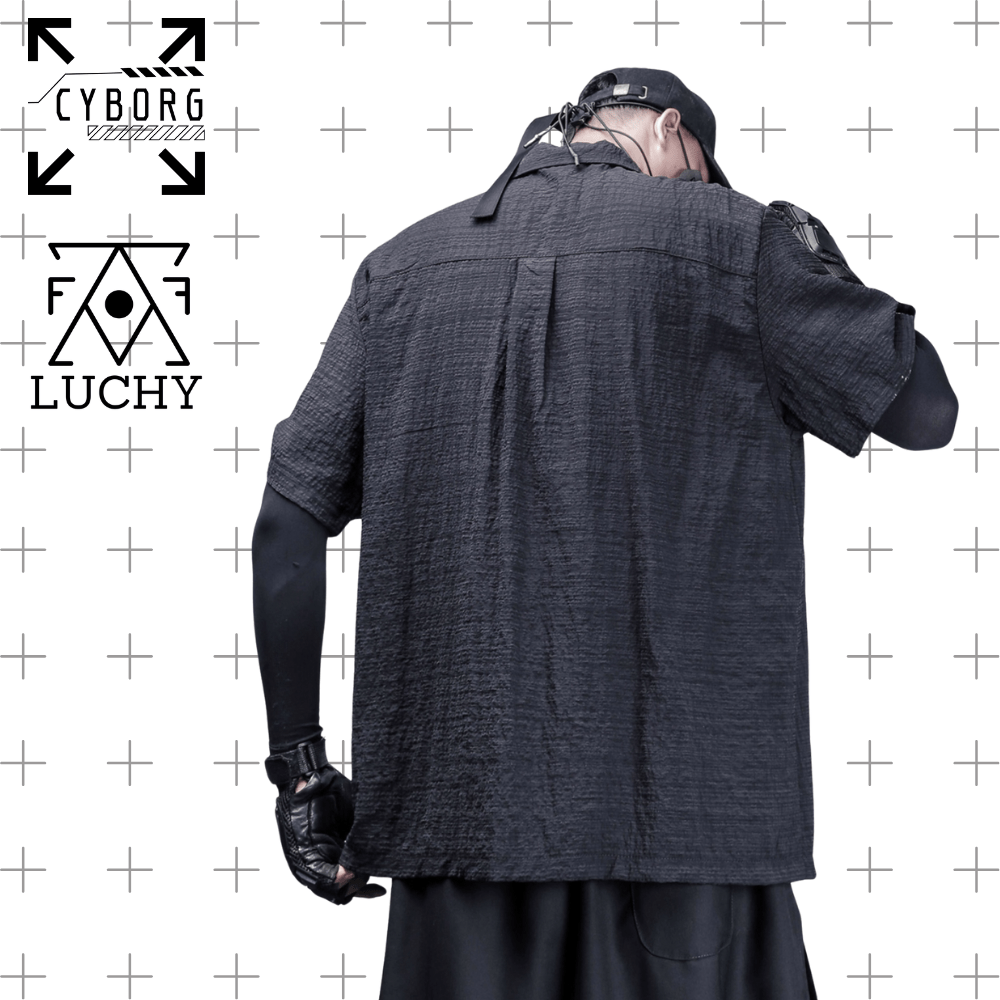 【CYBORG】ミニマルダーク和装モダンシャツ - LUCHYテックウェア&サバゲー専門店