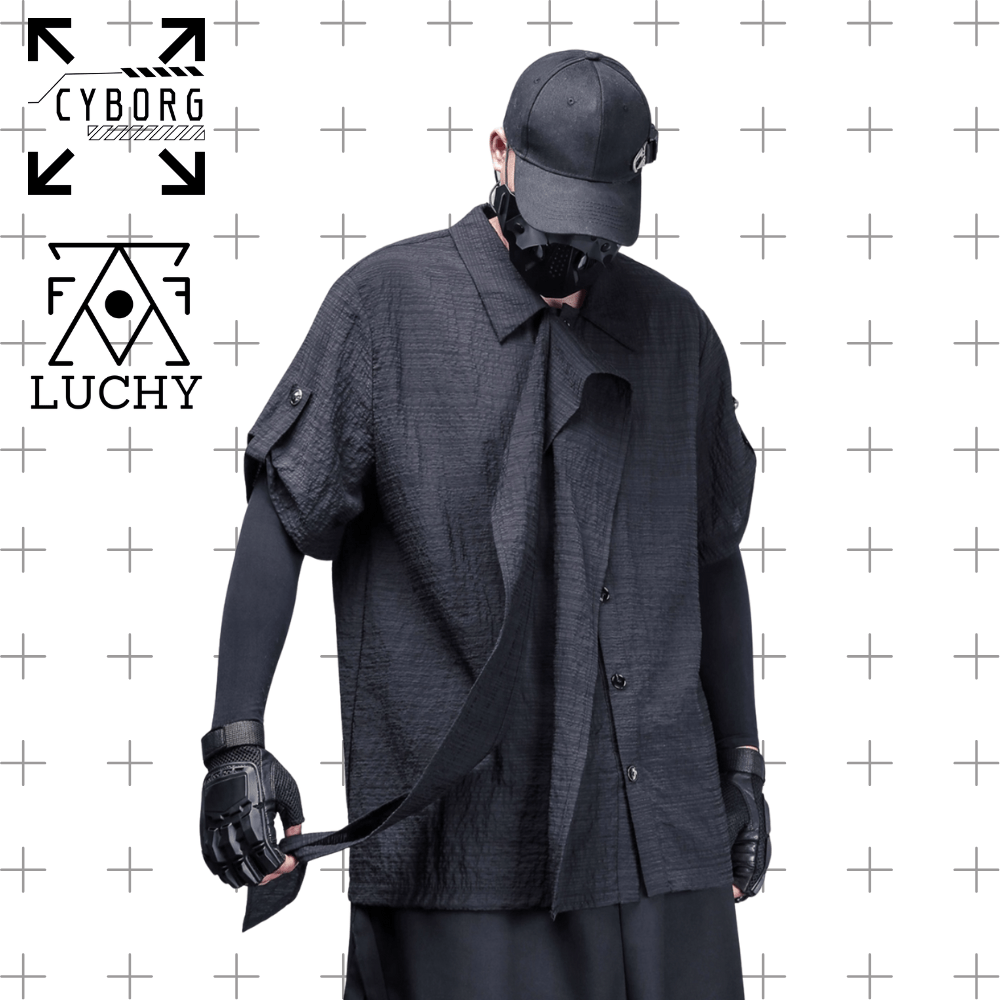 【CYBORG】ミニマルダーク和装モダンシャツ - LUCHYテックウェア&サバゲー専門店