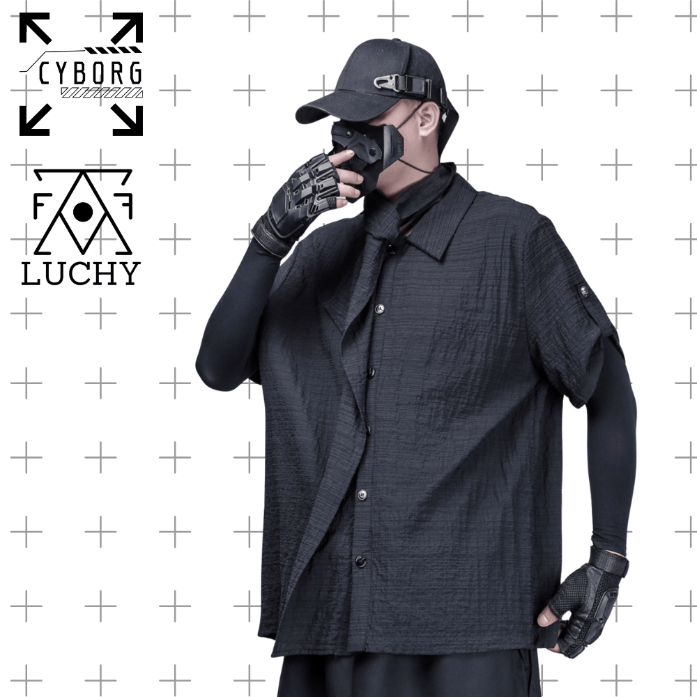 【CYBORG】ミニマルダーク和装モダンシャツ - LUCHYテックウェア&サバゲー専門店