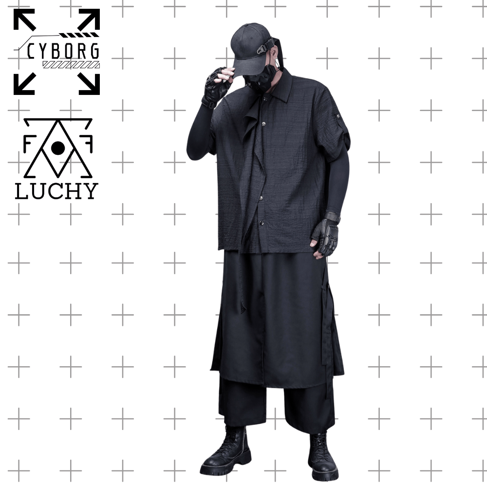 【CYBORG】ミニマルダーク和装モダンシャツ - LUCHYテックウェア&サバゲー専門店