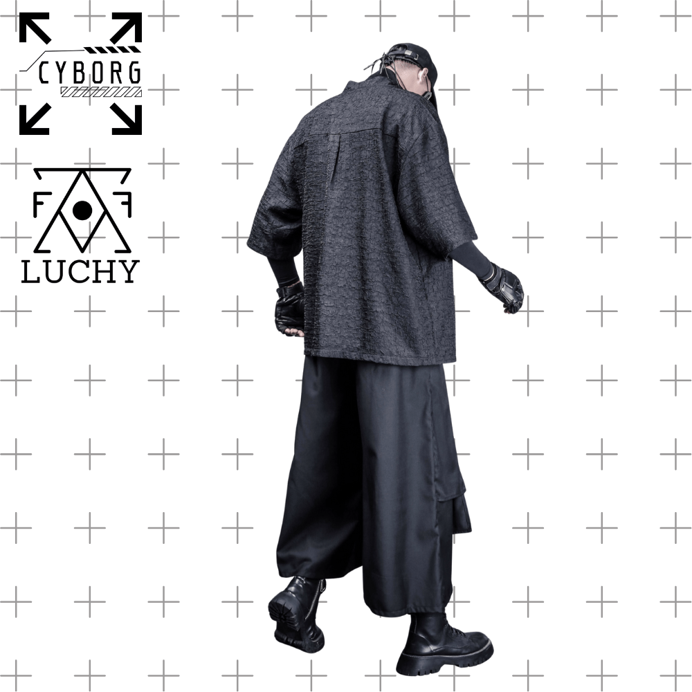 【CYBORG】ダーク武士風 Vネック和風シャツジャケット - LUCHYテックウェア&サバゲー専門店