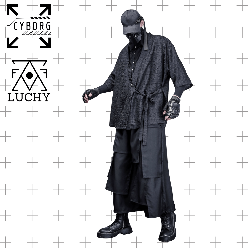【CYBORG】ダーク武士風 Vネック和風シャツジャケット - LUCHYテックウェア&サバゲー専門店
