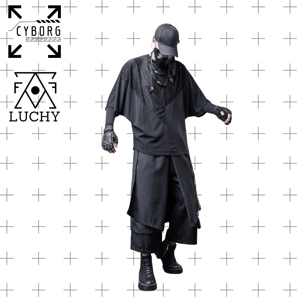 【CYBORG】ダークパッチワークバットスリーブTシャツ - LUCHYテックウェア&サバゲー専門店