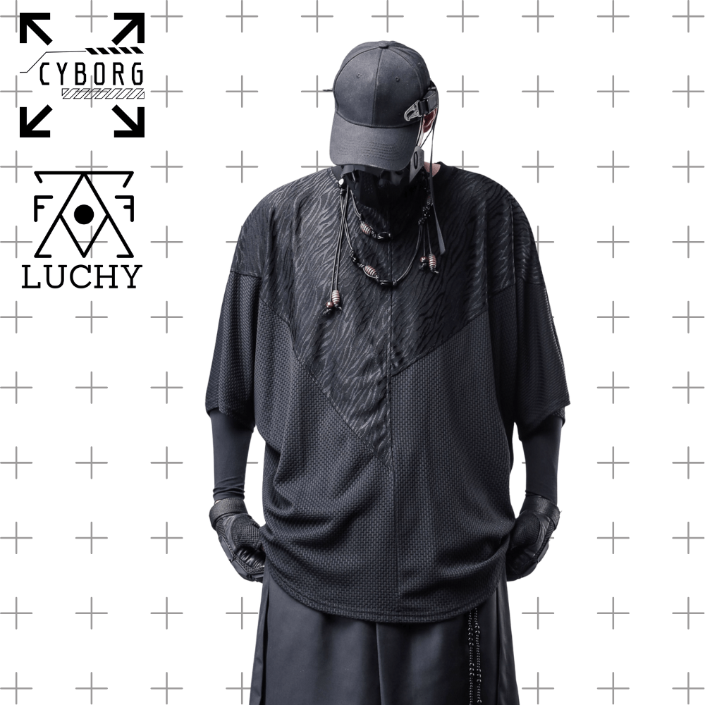 【CYBORG】ダークパッチワークバットスリーブTシャツ - LUCHYテックウェア&サバゲー専門店
