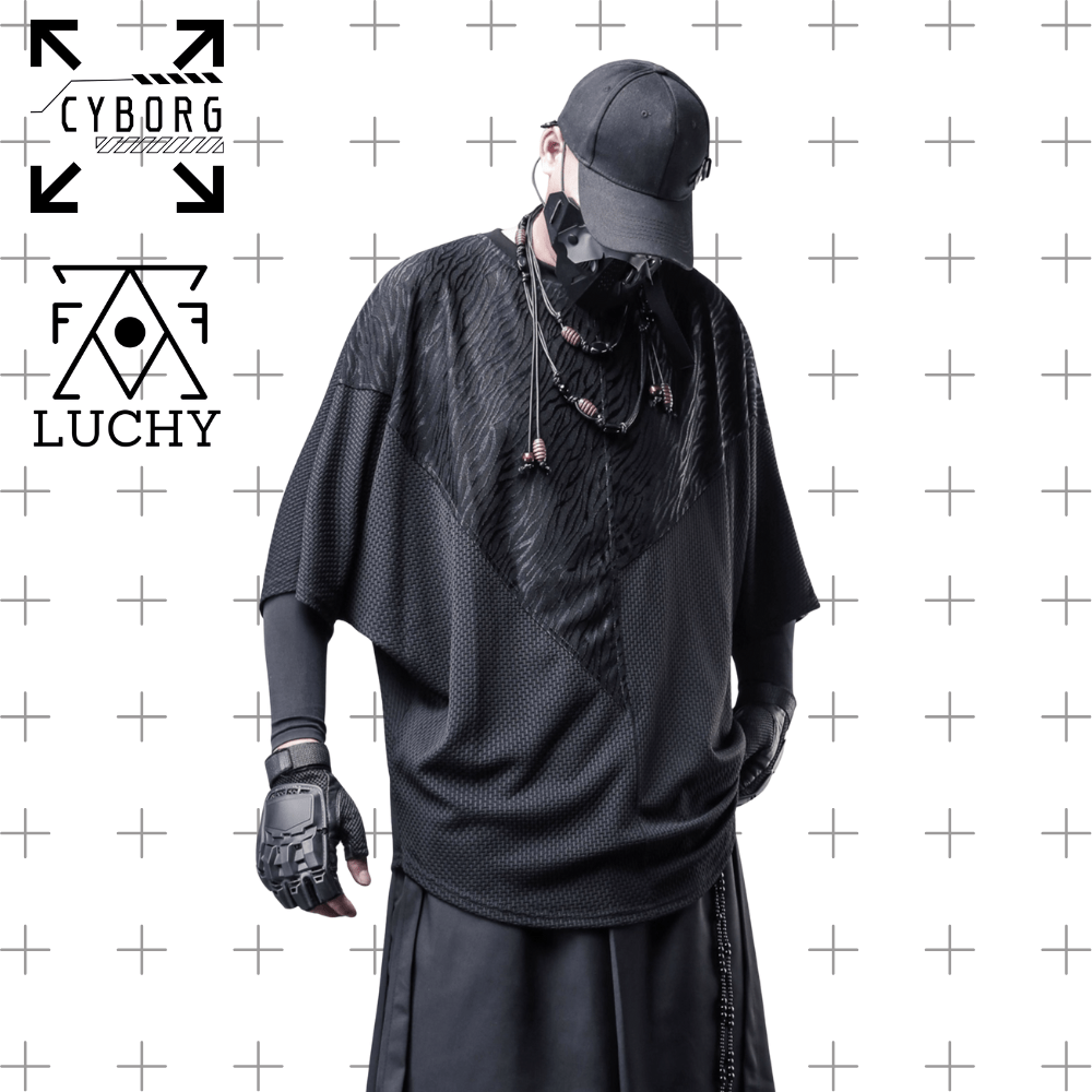 【CYBORG】ダークパッチワークバットスリーブTシャツ - LUCHYテックウェア&サバゲー専門店