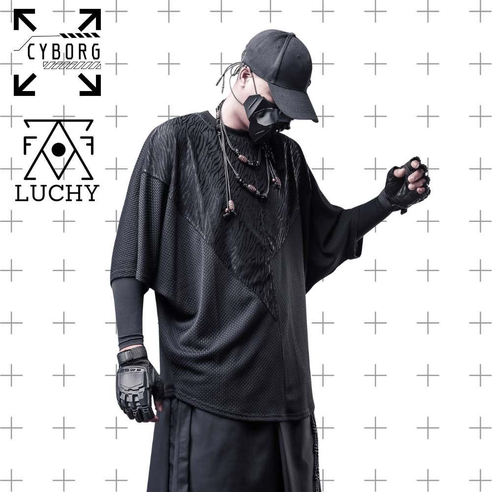 【CYBORG】ダークパッチワークバットスリーブTシャツ - LUCHYテックウェア&サバゲー専門店