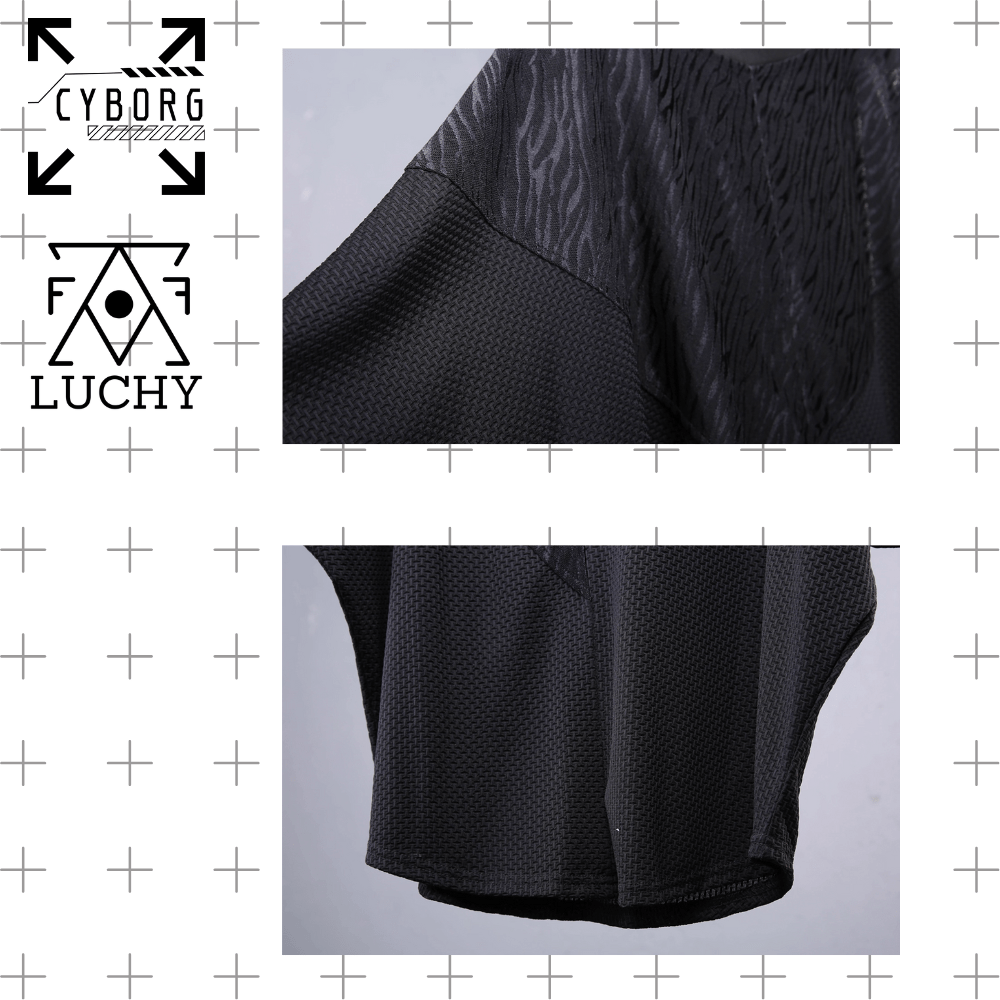 【CYBORG】ダークパッチワークバットスリーブTシャツ - LUCHYテックウェア&サバゲー専門店