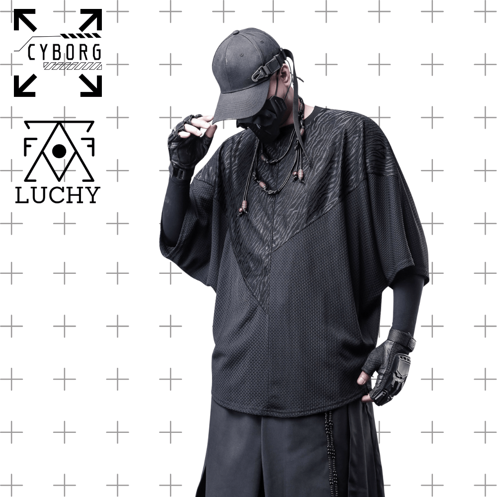 【CYBORG】ダークパッチワークバットスリーブTシャツ - LUCHYテックウェア&サバゲー専門店