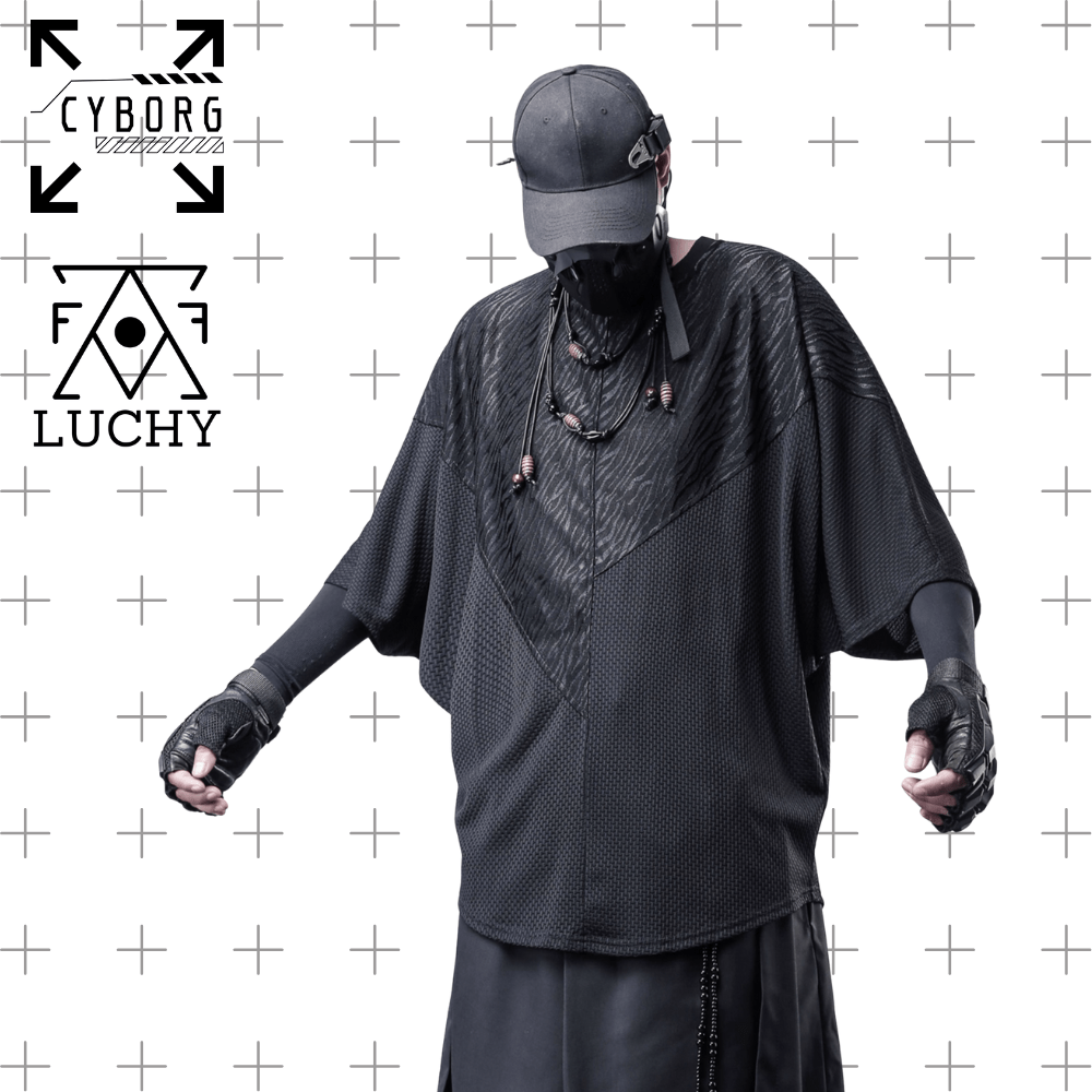 【CYBORG】ダークパッチワークバットスリーブTシャツ - LUCHYテックウェア&サバゲー専門店
