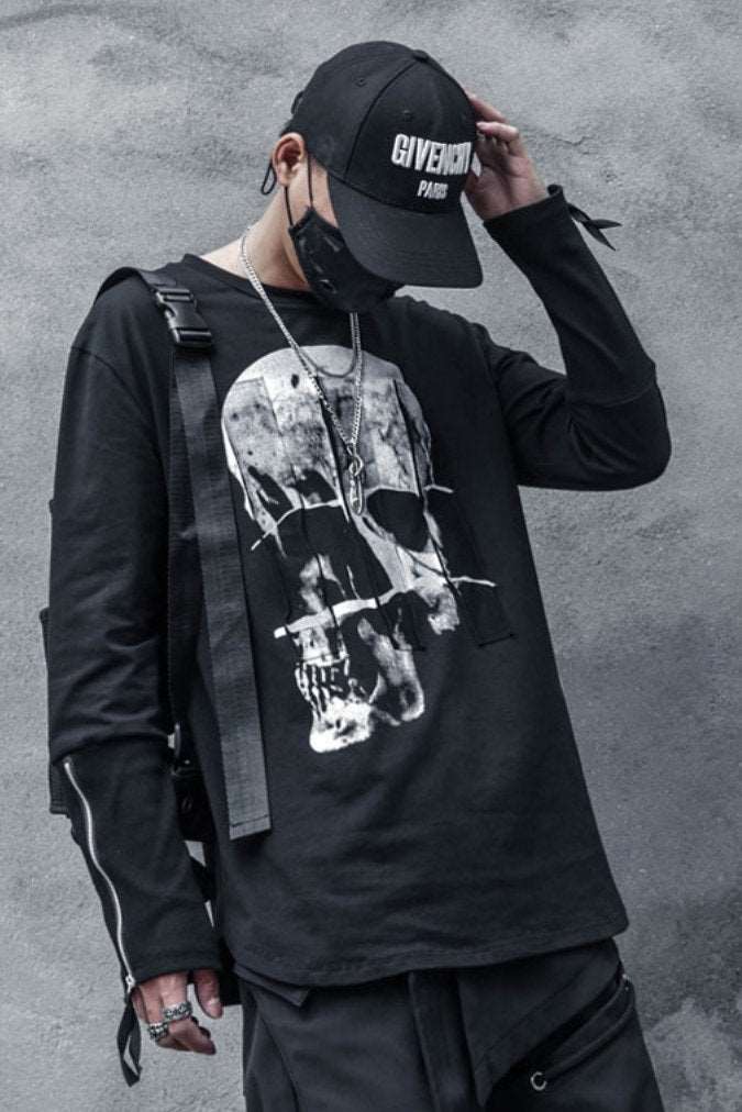 【CYBORG】スカルプリントTシャツ - LUCHYテックウェア&サバゲー専門店