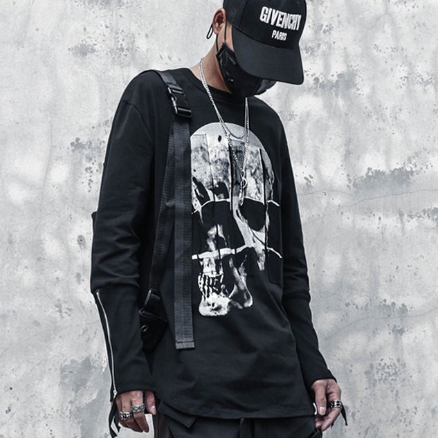 【CYBORG】スカルプリントTシャツ - LUCHYテックウェア&サバゲー専門店