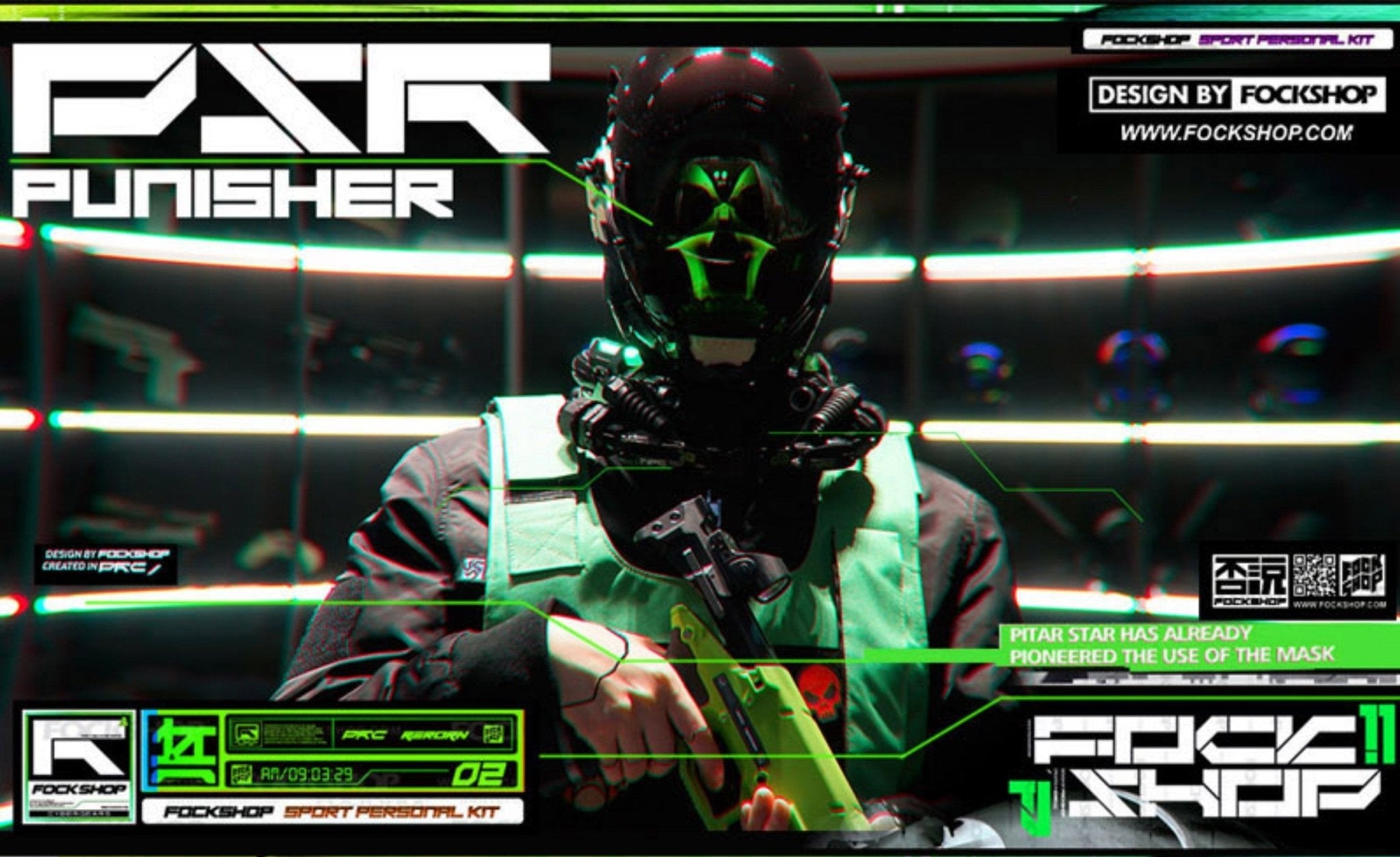 【N.6】FockSeries サイバーパンクフェイス【PUNISHER】 - LUCHYテックウェア&サバゲー専門店