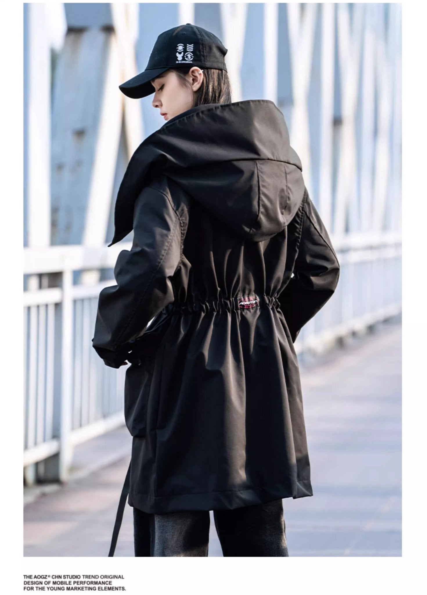 Katie 定番フード付きジャンパー 黒 吉業重工】ストリートフードジャケット