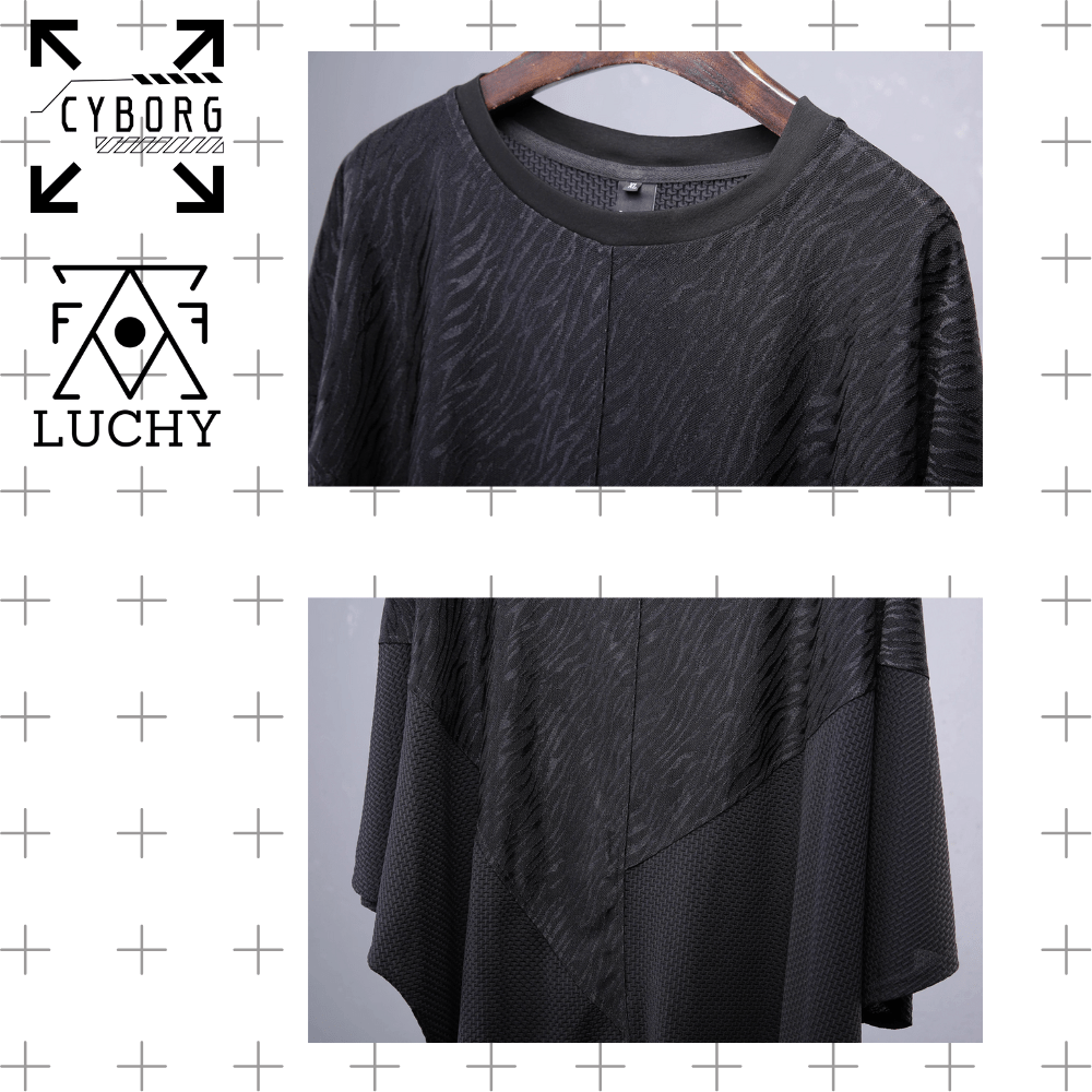 【CYBORG】ダークパッチワークバットスリーブTシャツ - LUCHYテックウェア＆サバゲー専門店