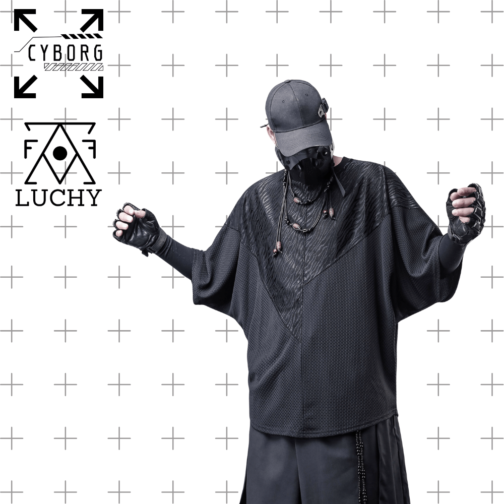 【CYBORG】ダークパッチワークバットスリーブTシャツ - LUCHYテックウェア＆サバゲー専門店