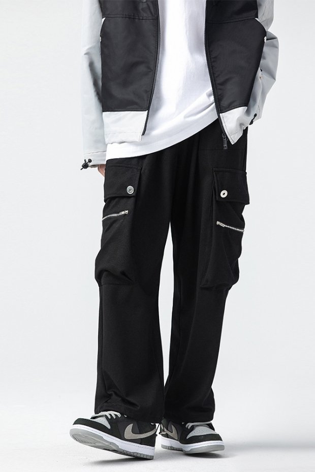 [HTGY] Loose side zip pants